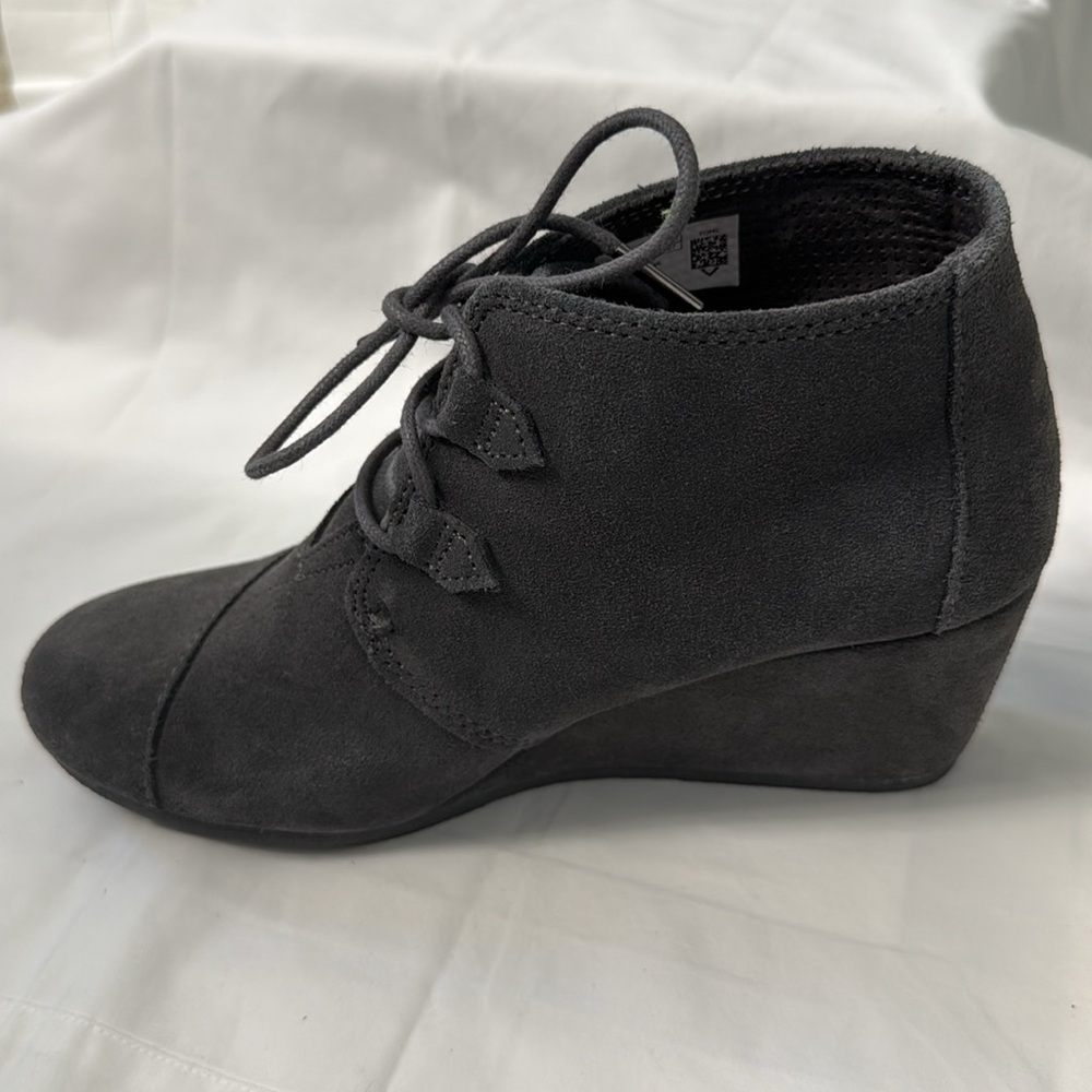 Toms Gray Kala Suede Wedge Bootie, Size 10